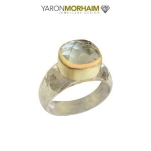 Silver and Gold Green Amethyst Ring
