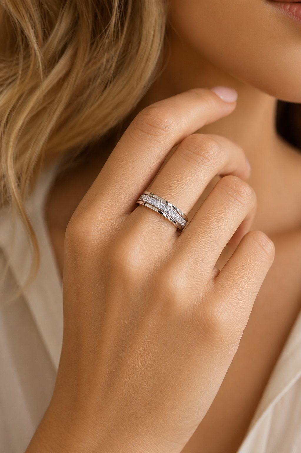 Artisan silver gold cubic zirconia statement ring handcrafted in London