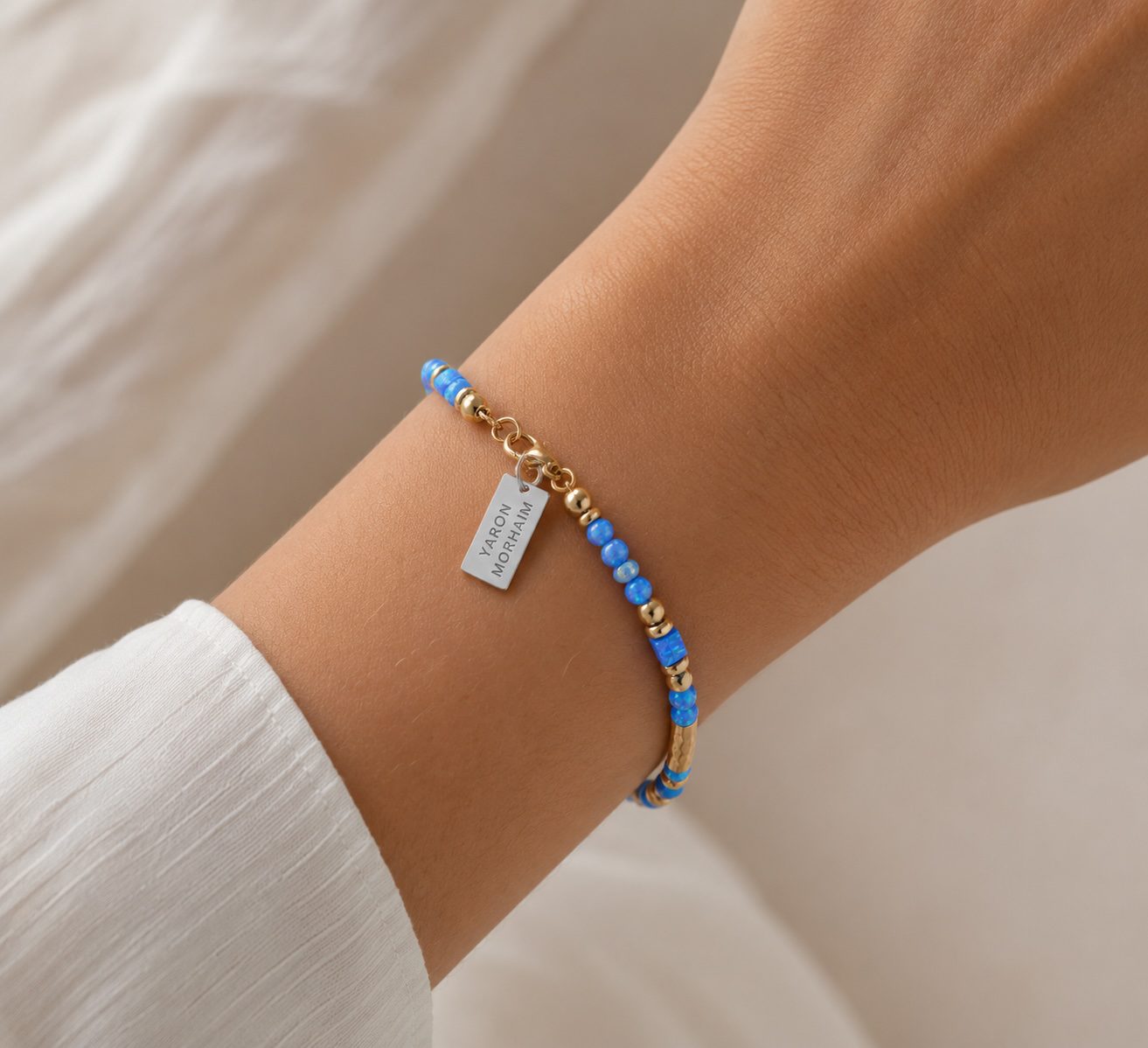 Handmade gold fill opal bracelet with natural 4mm gemstone beads