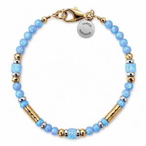Opaline gold fill opal beaded bracelet with luminous 4mm opal gemstones