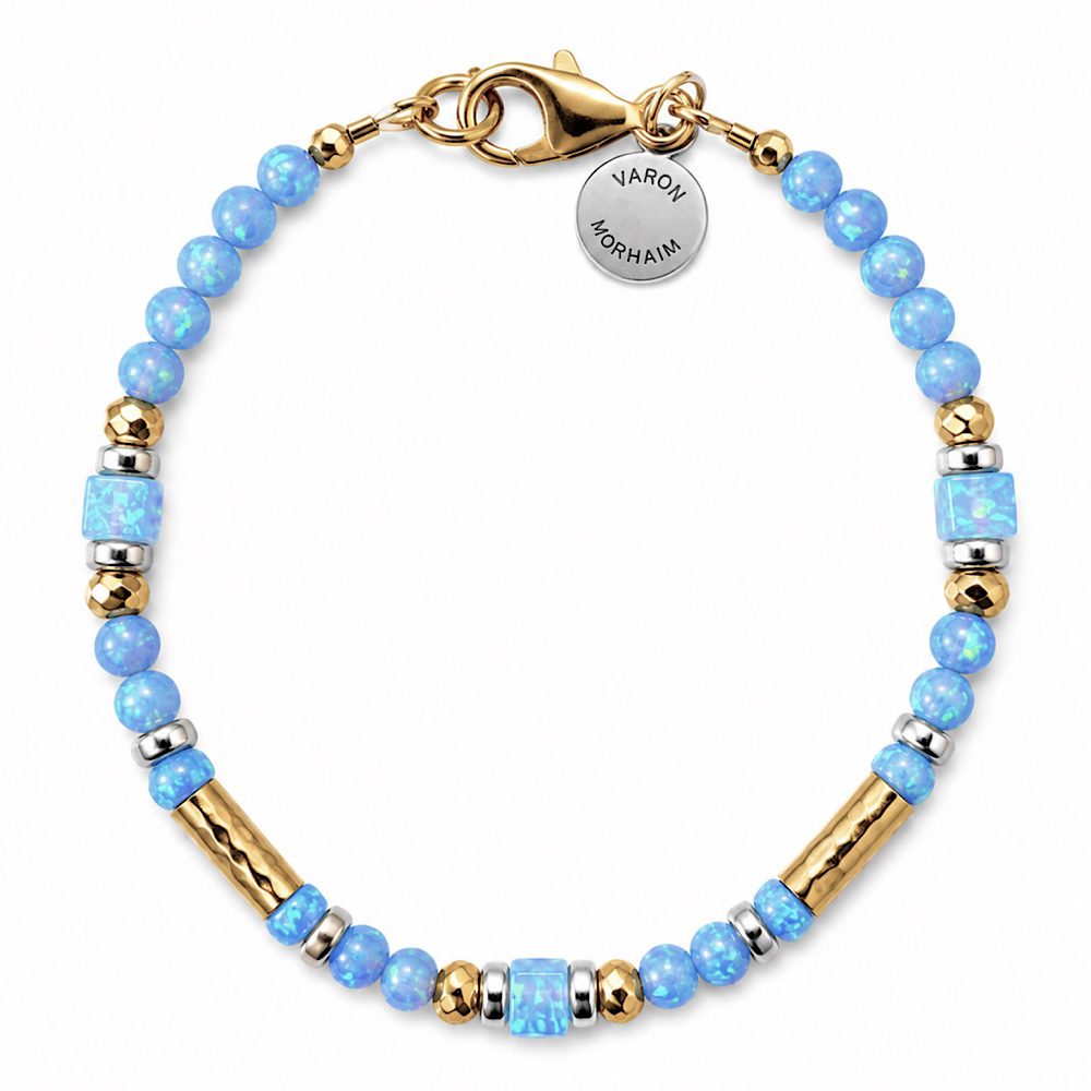 Opaline gold fill opal beaded bracelet with luminous 4mm opal gemstones