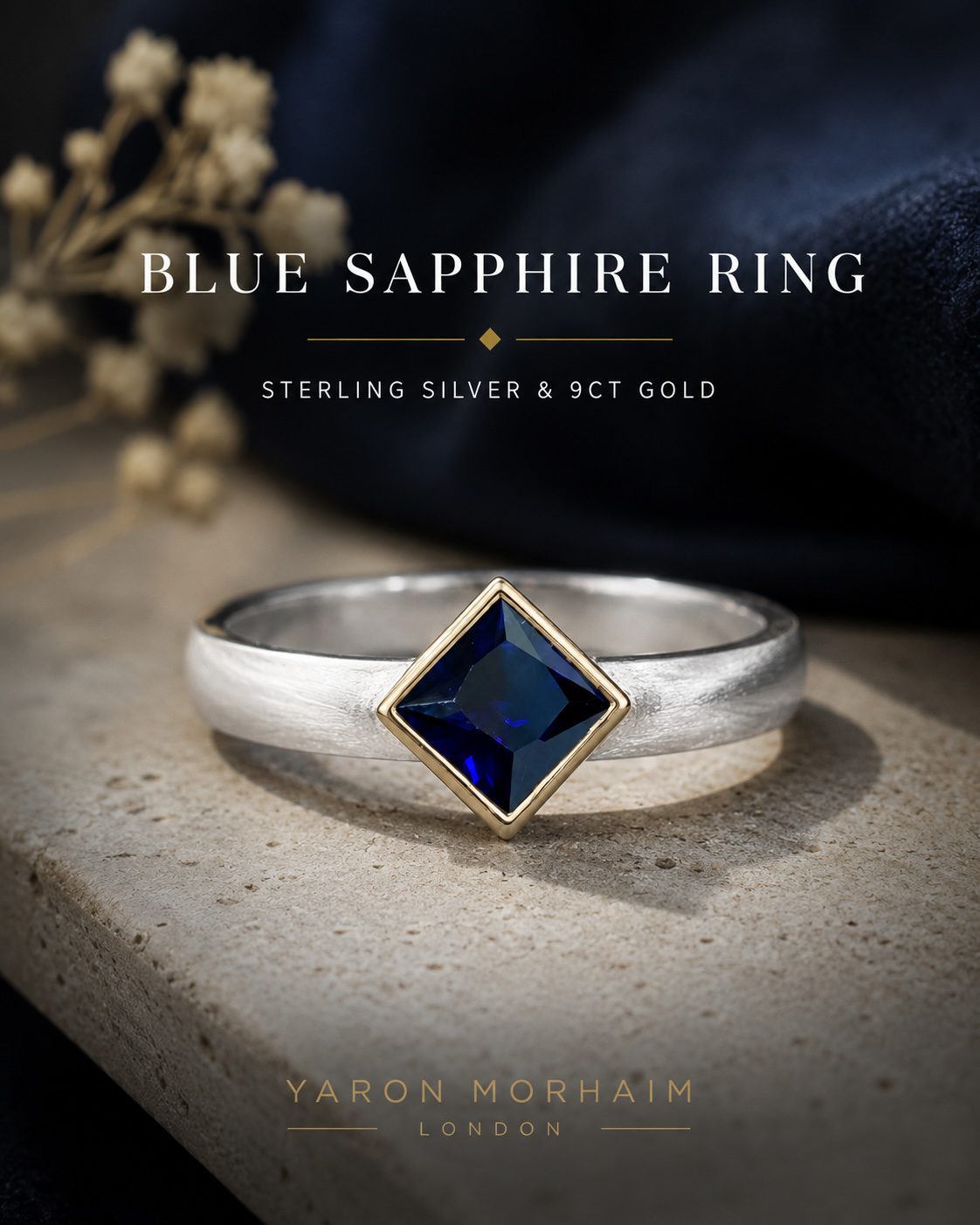 Blue Sapphire – Silver & Gold Ring - Image 6
