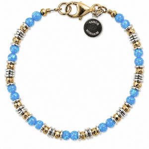 Handmade silver and gold opal bracelet with natural opal gemstones in mixed metal sterling silver