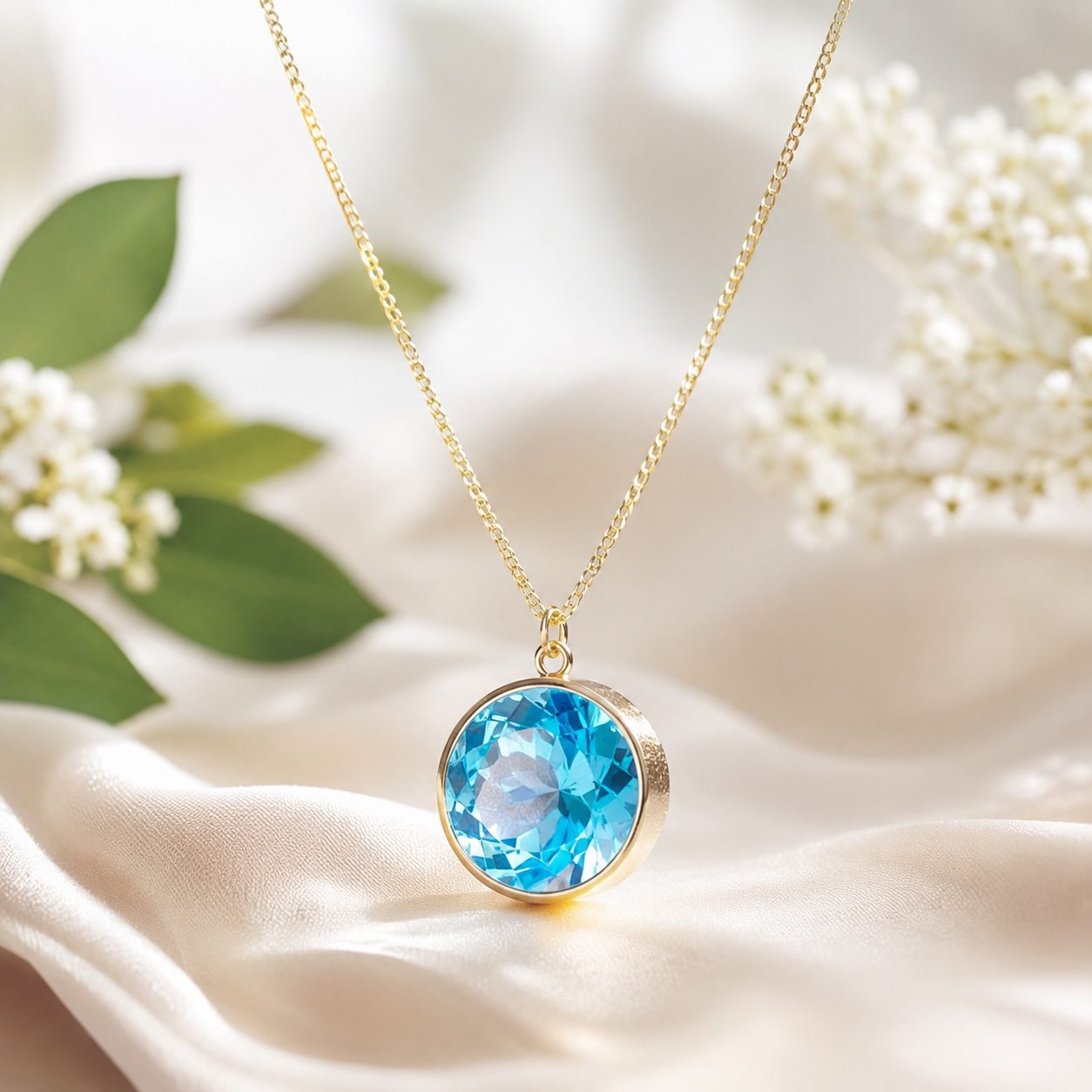 First Star Blue Topaz Necklace in Gold Vermeil by Yaron Morhaim