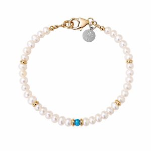 Freshwater pearl and opal bracelet handcrafted with 14ct gold fill clasp