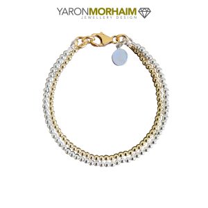 silver and gold bracelet handcrafted beaded bracelet worn luxury London