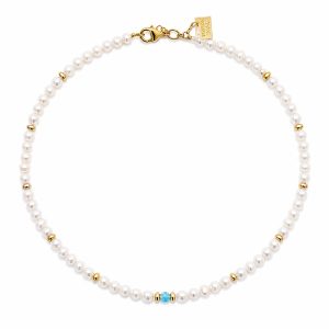 pearl and opal necklace with freshwater pearls and gold fill clasp