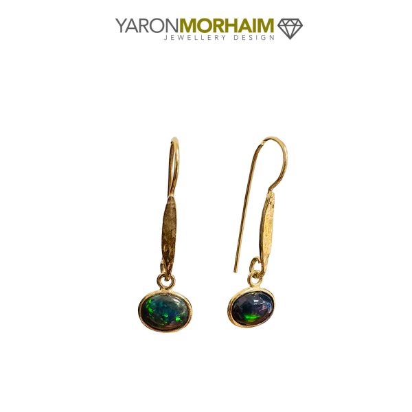 Obsidian Glow Black Opal Earrings - Image 2