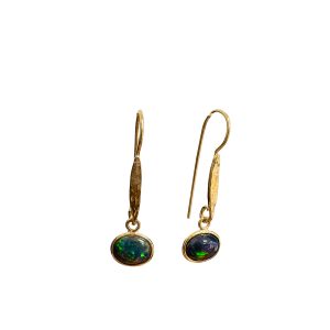 Obsidian Glow Black Opal Earrings