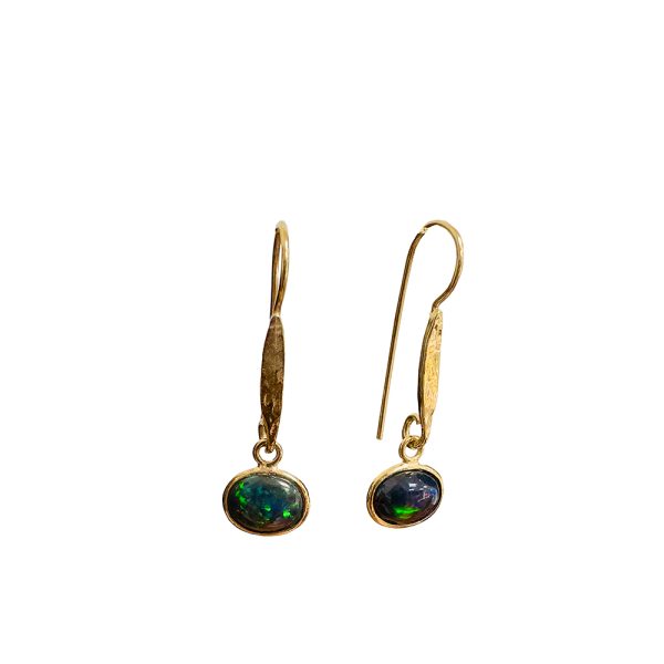 Obsidian Glow Black Opal Earrings