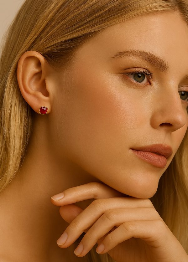 Golden Ruby Glow Studs - Image 4