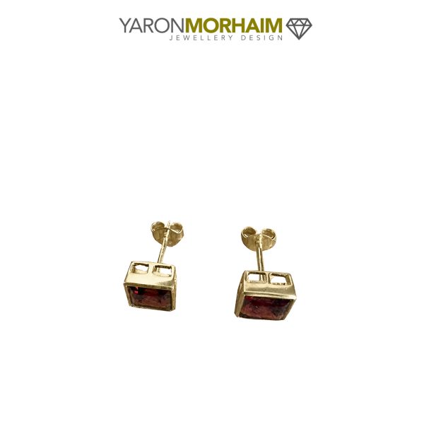 Garnet Gleam Studs in Gold Vermeil - Image 4
