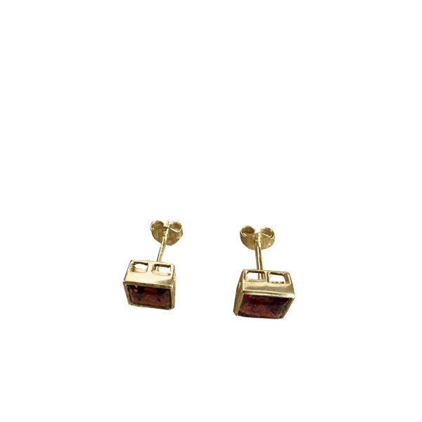 Garnet Gleam Studs in Gold Vermeil - Image 2