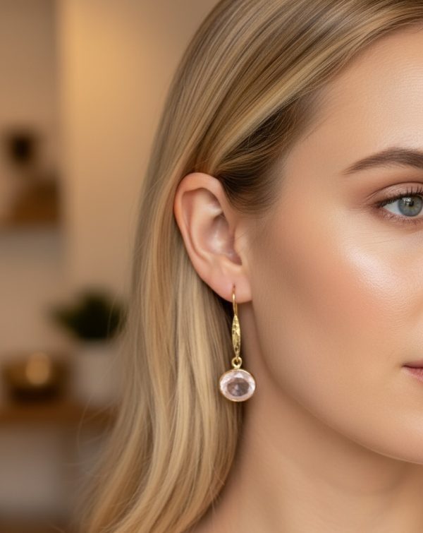 Petal Glow Rose Quartz Earrings - Image 3