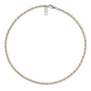 Silver and gold sphere necklace handcrafted with sterling silver and gold vermeil beads